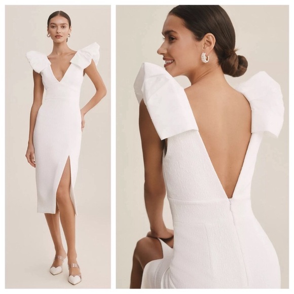 New w Tag: Rebecca Vallance x Anthropologie V Neck Puff Sleeve Dress. Size 10 - Picture 1 of 12